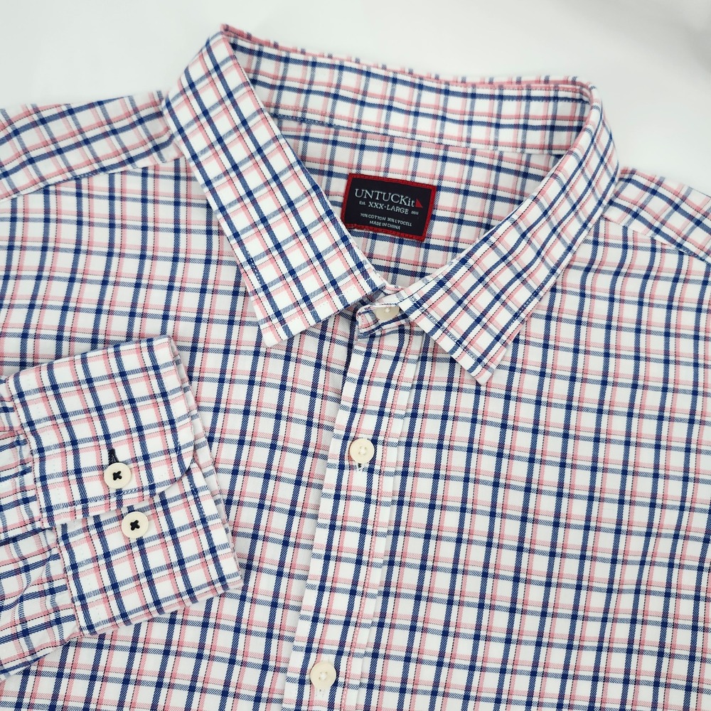 UNTUCKit Mens Navy Plaid Cotton Hewitson Shirt Size 3XL Preppy Career Smart